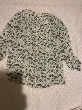Women's Sage Green Floral Peasant Blouse